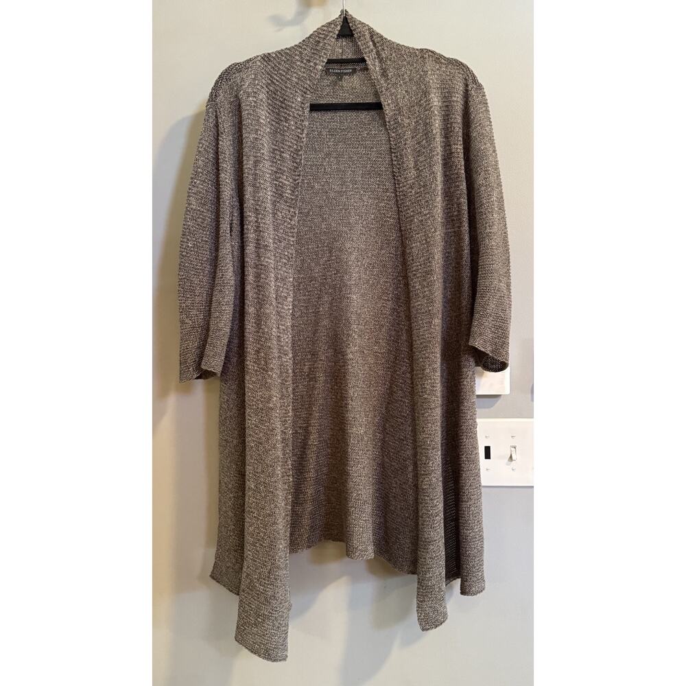 Eileen Fisher Cardigan Sweater Linen Open Front Women’s Large